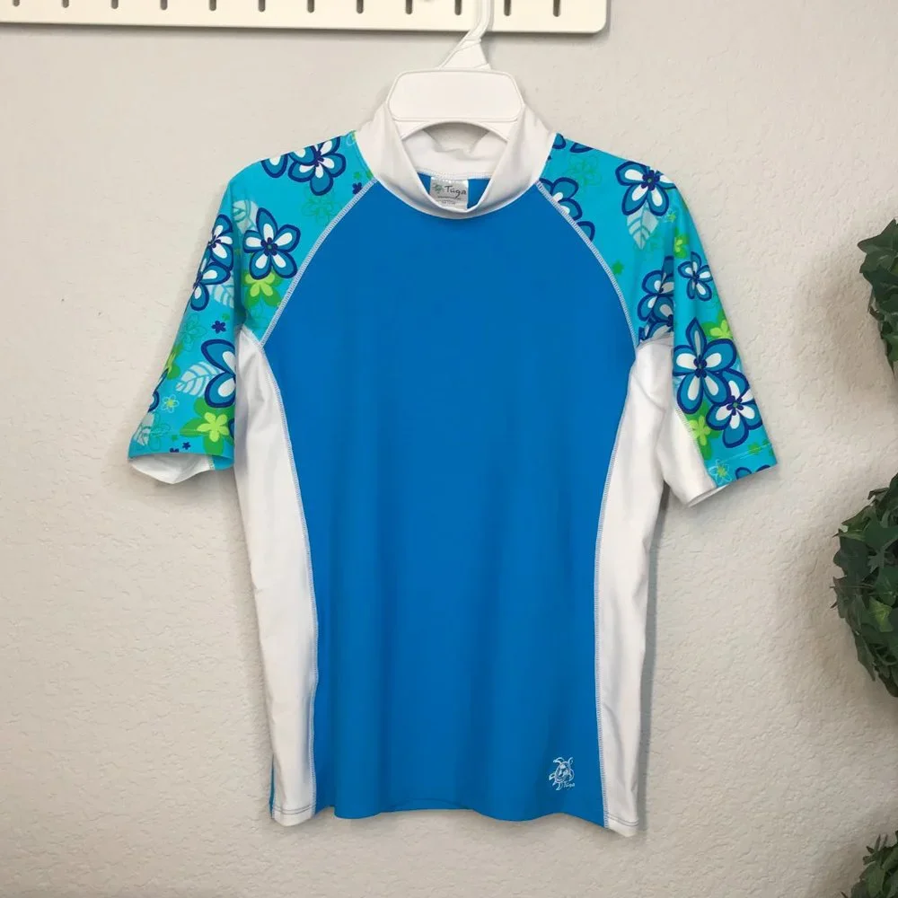 Tuga Kids Rash Guard Swim Top | Turquoise | 11/12
